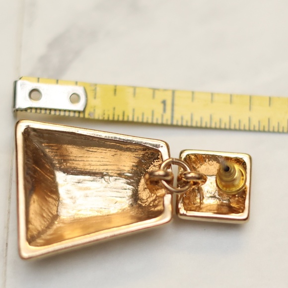 Gold Metal Chunky Dangle Earrings - Picture 2 of 4